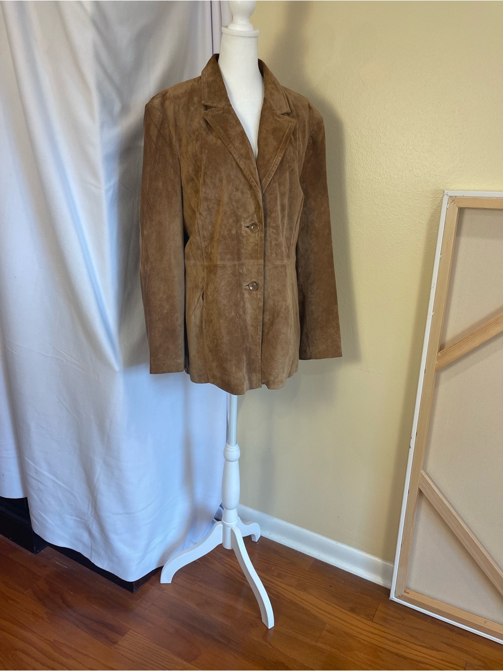 St. John's Bay Tan Suede Button-Front Leather Jacket